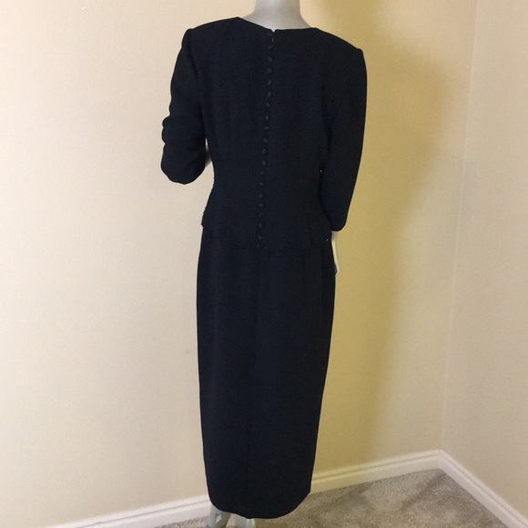 Donna Morgan Floral Beaded Formal Midi Dress 3/4 Sleeves - Picture 9 of 16